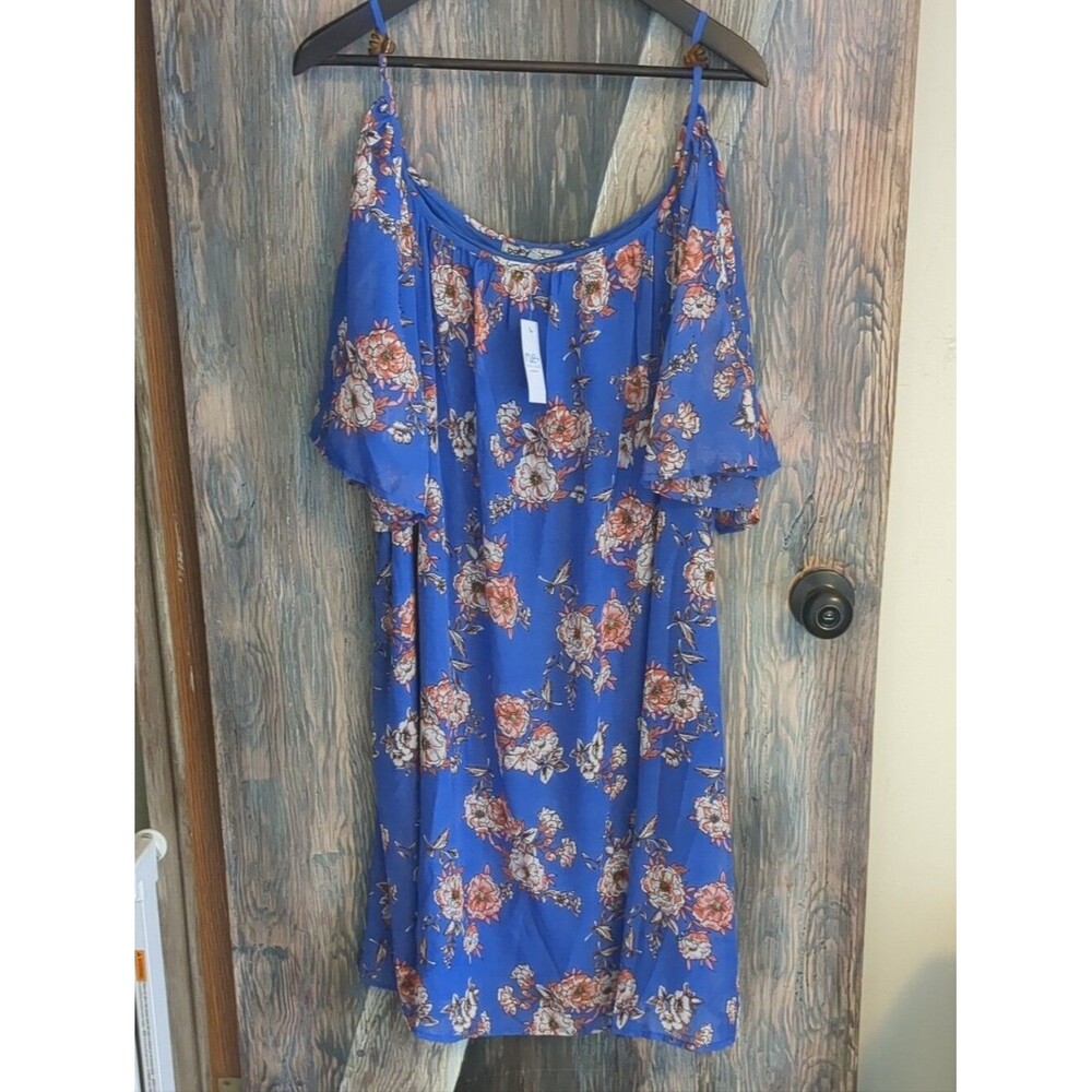 Bailey Blue Royal Blue Floral Cold-Shoulder Dress 3XL